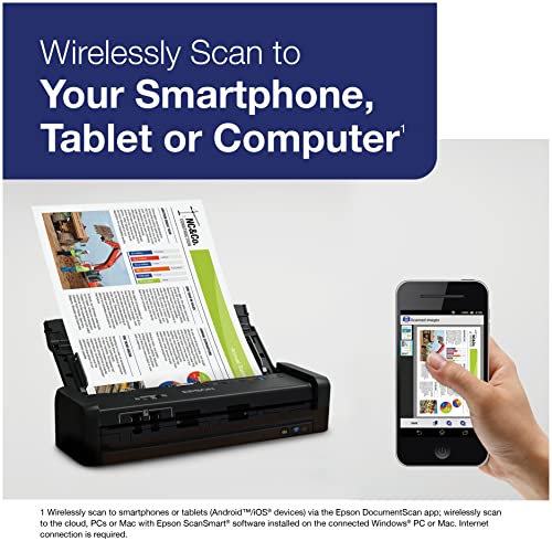 Epson Workforce ES-300W Wireless Color Portable Document Scanner with ADF for PC and Mac Sheet-fed, Duplex Scanning