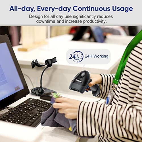 Eyoyo Handheld USB Wired 2D Barcode Scanner with Gooseneck Stand for POS | Automatic, QR Code Scanner Bar Code Reader, Support Screen Scanning, for PC Library Store Supermarket Check-Out, Inventory