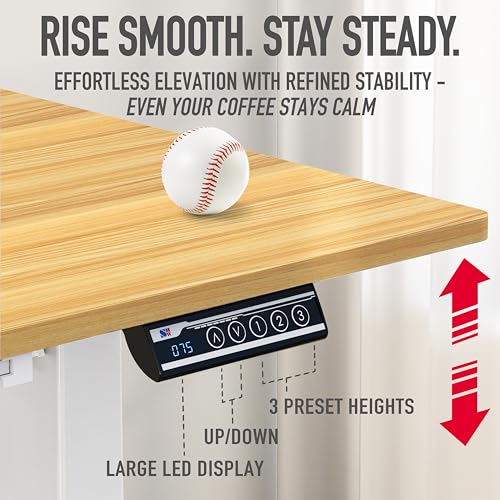 SHW 40-Inch Electric Height Adjustable Standing Desk w/Drawer, Oak - color: Oak, size: 40-Inch