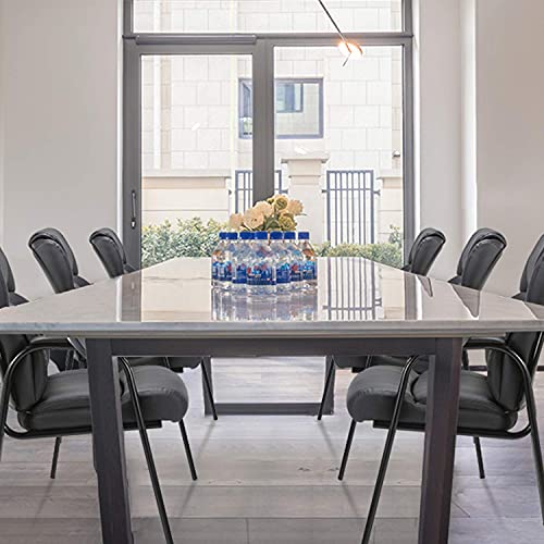 CLATINA Black Guest Chair with Arms, Office Reception Chairs for Conference and Waiting Room, Ergonomic Leather Visitor Desk Chair No Wheels Side Office Home Chairs, 6PK - color: Black, size: 6PK