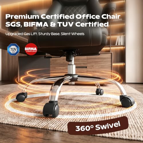 BestGlory Office Chair, Ergonomic High Back Home Office Desk Chair, Big and Tall Breathable Leather Office Chair with Lumbar Support Flip-Up Armrests, Computer Gaming Chair with Rocking Function - color: Black, style: Without Footrest