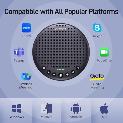 EMEET Luna Plus Conference Speaker and Microphone w/ 8 Mics, 360° Voice Pickup - size: Luna Plus for 10
