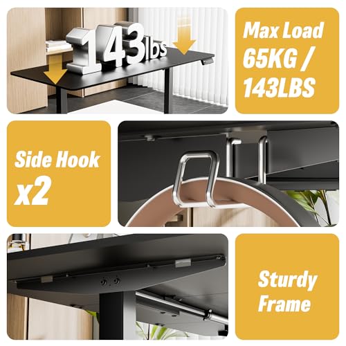 55"x24" Standing Desk, Height Adjustable Sit-Stand Home Office, Black | Electric Adjustable Standing Desk, Sit to Stand Computer Office Desk with Splice Board, Memory Preset, Lifts 28.7''-46.5" - color: Black, size: 55 inch