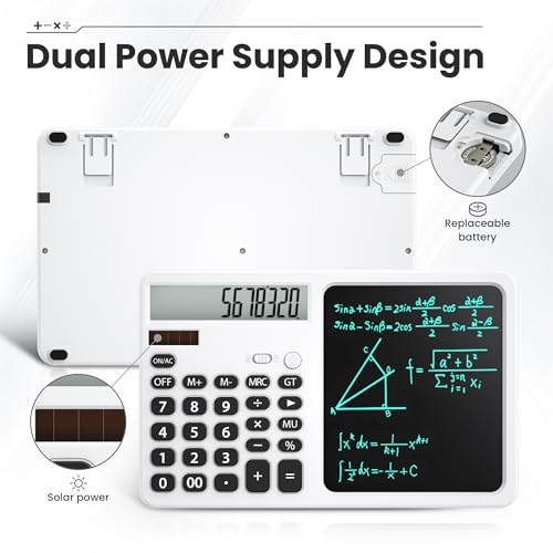 Desk Calculator with LCD Writing Tablet & Foldable Kickstand