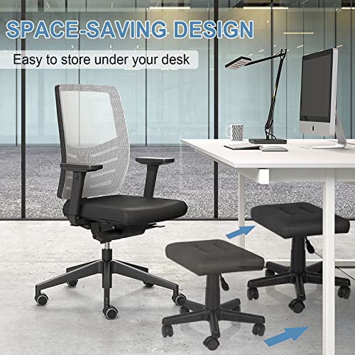 Footrest Stool Under Desk Adjustable Height Footrest Ottoman Ergonomic | Foot Stool with Wheels 360°Rolling for Home Office - color: Black-1