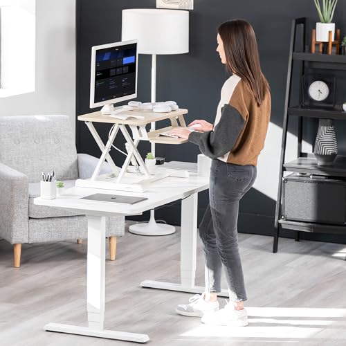 VIVO Light Wood 26 in Standing Desk Converter, DESK-V026KF - color: Light Wood, size: 26"