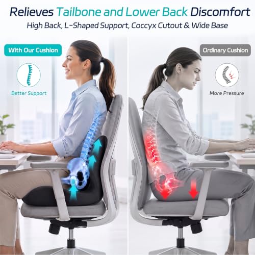 Seat Cushion & Back Support for Tailbone and Lower Back Relief - color: Dark Gray