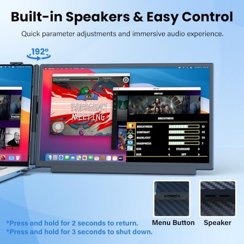 15.6" Laptop Screen Extender, 1080P FHD Detachable Portable Monitor for Laptop with Independent Stand, Vertical Travel Monitor Extender for Mac/Windows/Android/Game Console