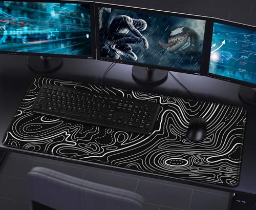 Large Gaming Mouse Pad with Stitched Edges Waterproof 31.5X15.7In - color: Terrain Black, size: 31.5L x 15.7W inches
