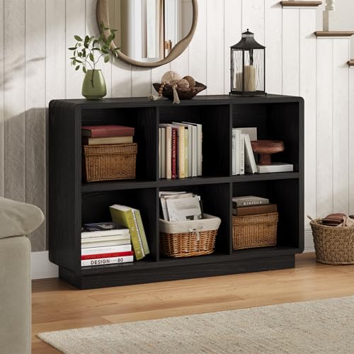 ChooChoo 6 Cube Storage Organizer, Wooden Bookcase with Storage, 43 Inch - color: Black, size: 2-tier 6-cubes