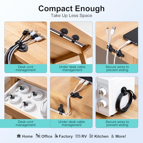Silicone Self Adhesive Under Desk Cable Management 12Pcs