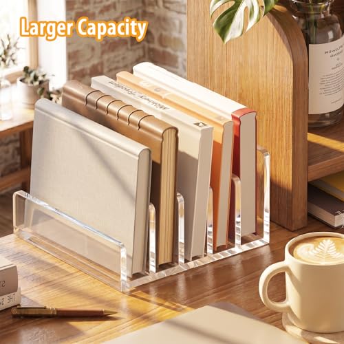 Clear Acrylic Mail Holder, 5-Compartment Vertical Letter Organizer for Desk, Space-Saving Desktop Files, Bills& Notebooks Holder for Home, Office & School - size: 5 Compartment