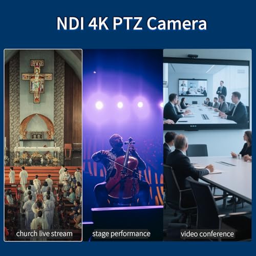 4K NDI Camera with AI Auto Tracking 21X Optical Zoom HDMI/SDI/USB 3.0/PoE/IP PTZ Camera 4K for Church Worship, Live Events, Video Conferencing (OBS, vMix, Zoom, Teams) - color: Charcoal Gray