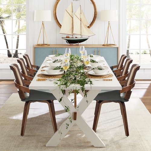 Set of 2 Kitchen & Dining Room Chairs - Green Dining Chairs with Walnut Bentwood Frame, Ergonomic Rattan Back, Curved Arms, Rattan Dining Chairs for Living Room/Reception/Kitchen/Desk (Walnut Green) - color: Walnut Green, size: Set of 2