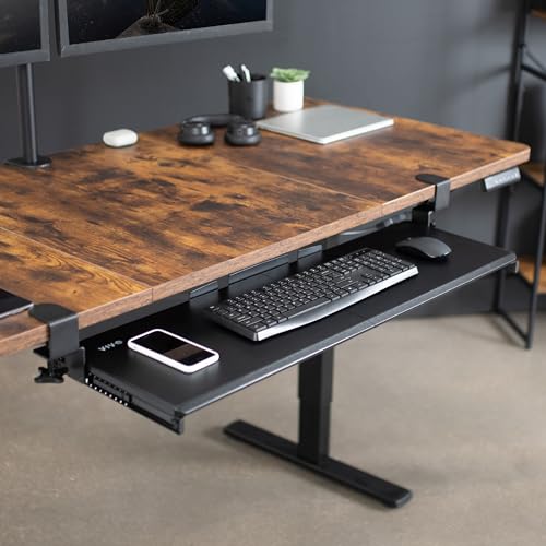 VIVO Black Extra Large 34 x 11 in Under Desk Keyboard Tray, MOUNT-KB15EB | Keyboard Tray for Typing, Slide Out Platform, Extra Sturdy C-Clamp Mount System, Computer Drawer, Black Frame - color: Black, size: 34 inch