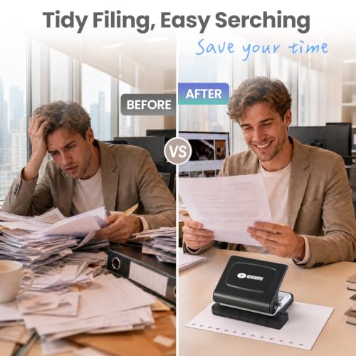 10-Hole Binding Machine for Planners, Metal Loose Leaf Punch Tool,26 Holes for B5, 30 for A4, 20 for A5 Paper, Handheld Manual Notebook Puncher for Home Office School DIY Project - color: Black, size: M