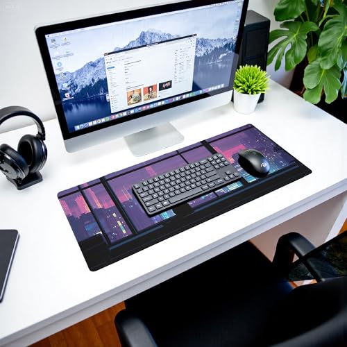Cat Gaming Mouse Pad Abstract Kawaii Mouse Pad 31.5x11.8 Inch Cute Japanese Anime Desk Mat Non-Slip Rubber Base Large Mousepad Stitched Edges Keyboard Mouse Mat Desk Pad for Office and Home - color: Cat
