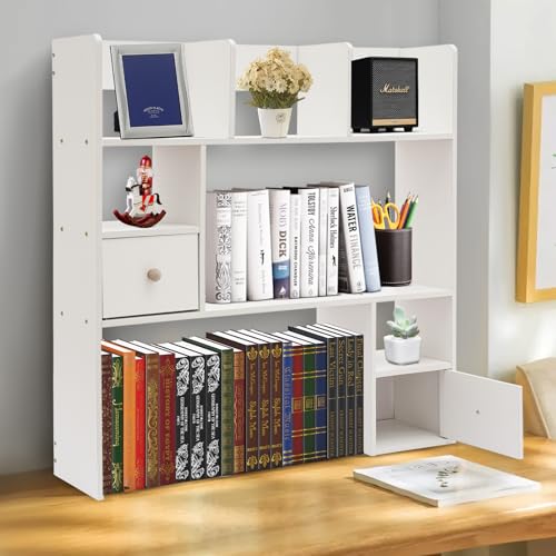 9 Compartments Desktop Bookshelf, White Home Office Desk Storage Organizer New