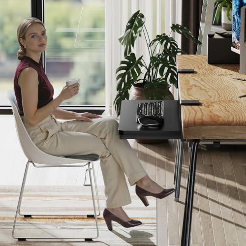 ETHU Small Keyboard Tray Under Desk with C-Clamp, 19.7x11.81", Black - color: Black