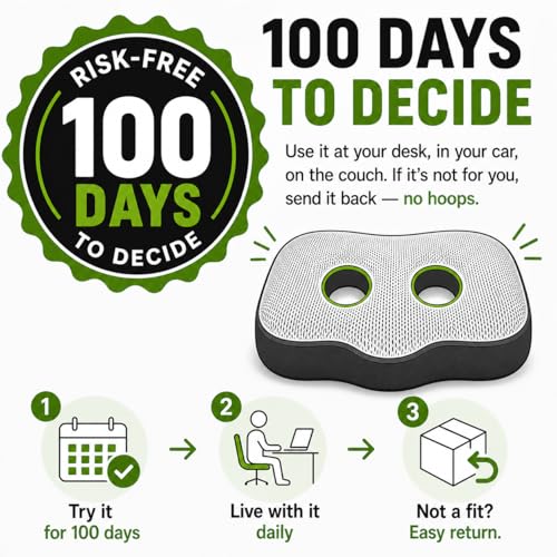 Aylio Socket Seat Cushion for Sit Bone, Ischial Tuberosity & Tailbone Pressure Relief – Ischial Bursitis, Hamstring & Piriformis Support – Firm Memory Foam Seat Cushion for Office Chair & Car