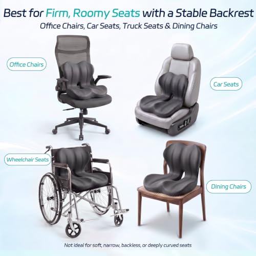 Seat Cushion & Back Support for Tailbone and Lower Back Relief - color: Black
