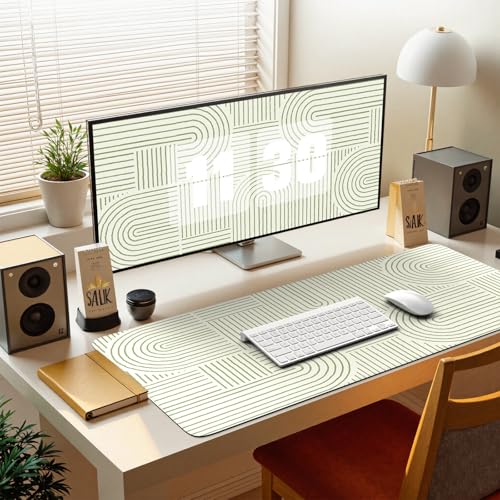 iCasso Green Desk Matt for Desktop, Cute Desk Pad Mat, Green - color: Line-Green