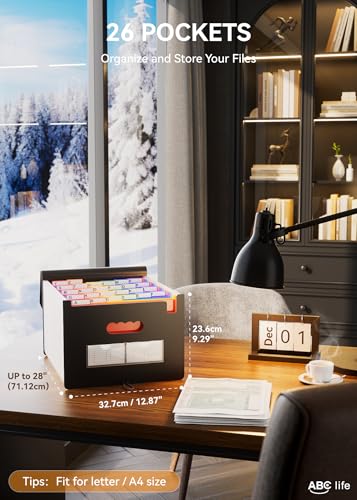 ABC life 10 Pack, 26 Pockets Accordion File Organizer, Black | Monthly Bill Receipt Documents Organizer, A-Z Colorful Tabs, Letter/A4 Size for Classroom Office Organization Home Hospital - color: 10pack 6 Tab Black