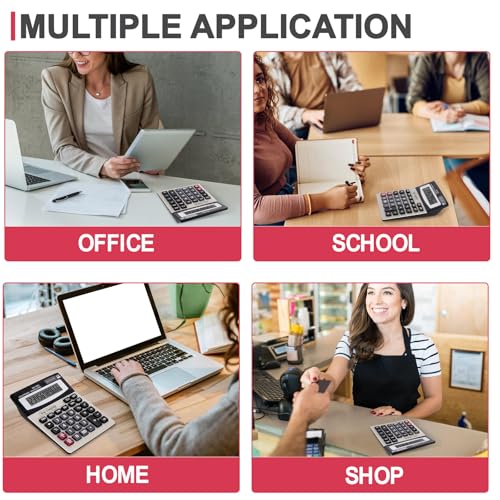 Desk Calculator,Extra Large 4in LCD Display,12 Digits,Solar Battery