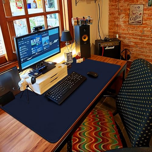 Large Gaming Mouse Pad with Stitched Edges (47.3 X 23.6 in) Waterproof - color: Blue, size: 47.3L x 23.6W inches
