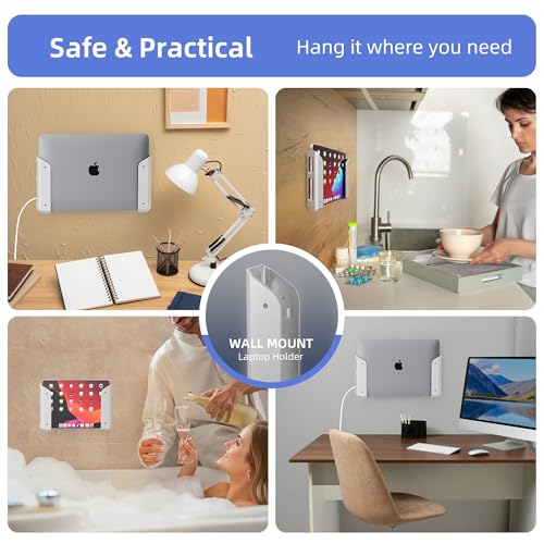 ELETIUO Wall & Under Desk Laptop Mount Holder–Adhesive & Screw in,1.02"/ 26 mm,Anti-Scratch Pads,Universal for MacBooks,Surface,Keyboards,Tablets,Switch &More,Matte Silver - color: Matte Silver
