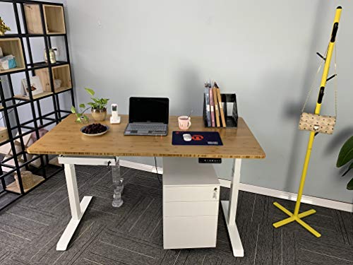 VJ201-S3 Electric Height Adjustable Sitting Standing Desk Frame Only/Sit Stand - Dual Motors 3 Segment Motorized Desk Base Only,White - color: White