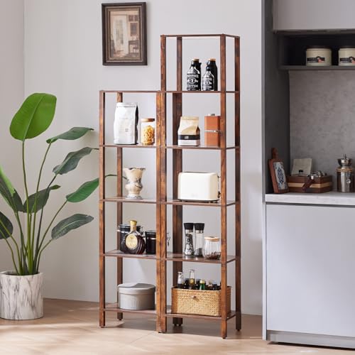 YUFAM 6 Tier Tall Skinny Bookshelf, Narrow Bookcase, Wooden Shelf, Brown - color: Brown, size: 6-Tier