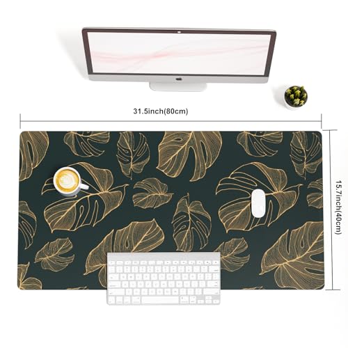 Colorful Star Monstera Leaves PU Leather Desk Mat, 31.5" x 15.7" - color: Monstera Leaves, size: 31.5" x 15.7"