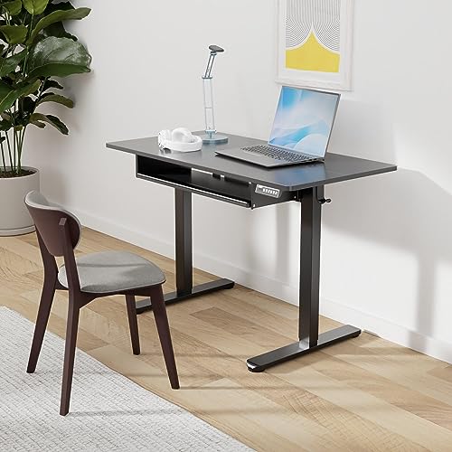 ErGear Electric Standing Desk with Full Size Keyboard Tray, Adjustable Height Sit Stand Up Desk, Home Office Desk Computer Workstation, 48x24 Inches, Black - color: Black, size: 48" X 24"
