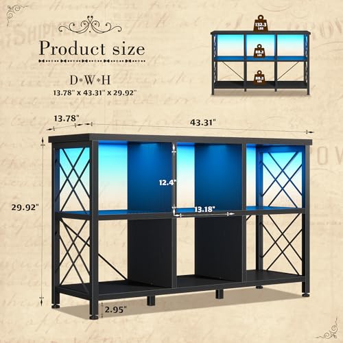 DurayLoly 6 Cube Storage Organizer, LED Horizontal Bookshelf, Black - color: Black, size: 6 cube