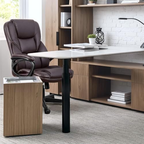 Furmax Office Executive Chair High Back Adjustable Managerial Home Desk Chair, Swivel Computer PU Leather Chair with Lumbar Support (Brown) - color: Brown