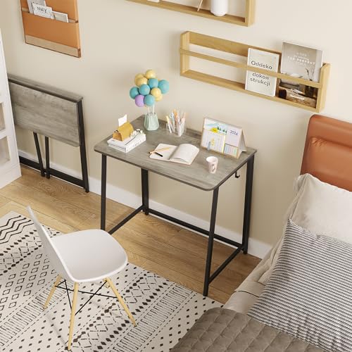 WOHOMO Folding Desk 31.5" Foldable Computer Table for Small Spaces GrayWash - color: Graywash, size: Small Size:31.5 x 15.7