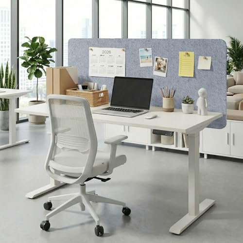 Felt Desk Divider, Clamp-On Privacy Panel, 24 x 48 Inch, Light Gray - color: Light Gray, size: 24×48 in
