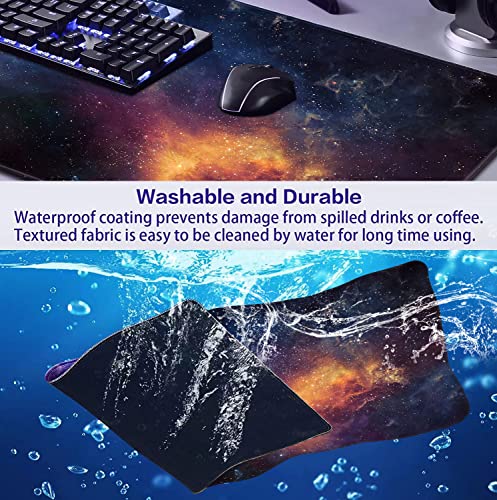Large Starry Sky Mouse Pad with Stitched Edges, Computer Keyboard Desk Pad | Large Extended Mouse Pad; Full Desk Coverage; Waterproof Coating; Stable Anti-Slide Base For Gaming, Office, Study Daily Use - color: Starry Sky