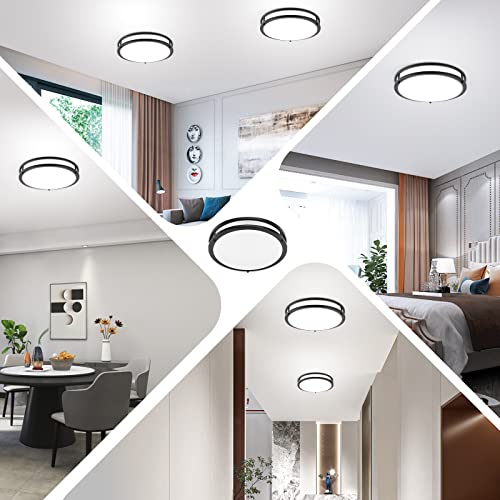 TOBUSA 36W 3600lm Super Bright LED Ceiling Light Fixtures, Modern Black Flush Mount LED Lights Daylight White 5000K, 13 Inch Dimmable Ceiling Lamps for Kitchen Bathroom Hallway Bedroom, 2 Packs - color: Matte Black-5000K-2, size: 13 inch