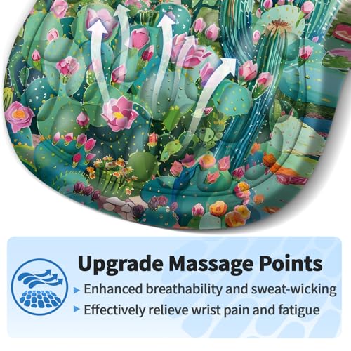 YIWEI Ergonomic Mouse Pad with Wrist Rest for Carpal Tunnel Pain Relief - color: Cactus