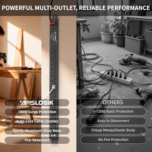 Surge Protector Power Strip, 16 Outlet Metal PDU Power Strip, 6 Feet - size: 6 FT