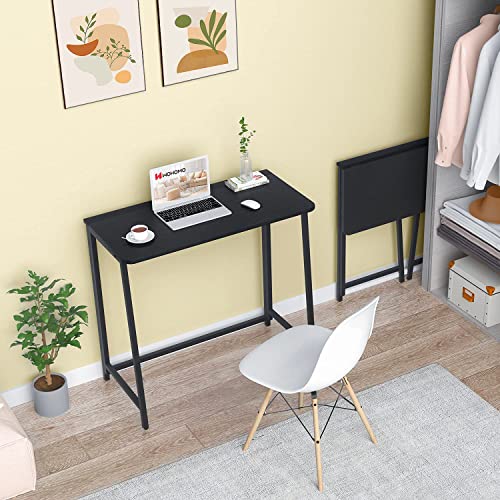 WOHOMO Folding Desk, 31.5" Foldable Computer Table for Small Spaces, Black - color: Black, size: Small Size:31.5 x 15.7