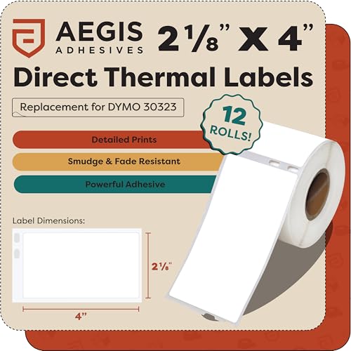 Replacement for DYMO 30323 (12 Rolls, 2640 Labels) 2 1/8" X 4" - size: 2-1/8" X 4" - 30323