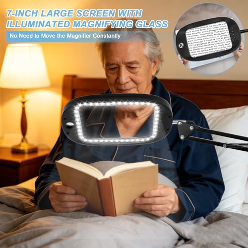 10X 30X Large Floor Magnifying Glass with Light and Stand,Heightened 3-in-1 Hands Free Magnifying Lamp for Close Work, Magnifiers for Reading Sewing, Crafts, Painting, Hobbies