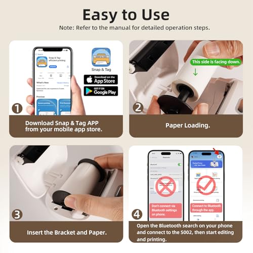 ORGSTA Sticker Printer, 300DPI Ultra-Clear Mini Portable Sticker Maker S002 | Thermal Mini Printer with Banner Printing Function, Bluetooth Inkless Print Pods for Journaling, DIY Gifts, Study Note - color: White