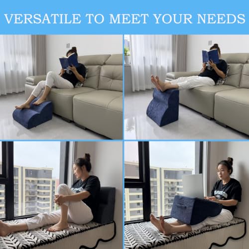 Foot Rest for Under Desk at Work.Multifunctional 3-Tier Foot Stool - color: Dark Blue