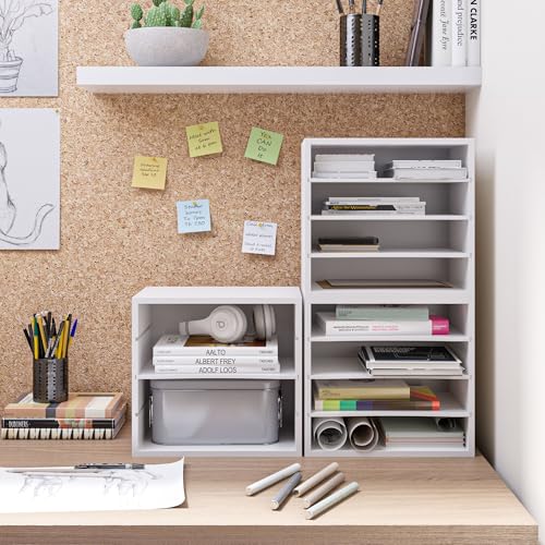 Ballucci 4 Tier File Organizer File Holder, Desk Storage, Letter Paper Tray - color: White, size: 4 Tier Standard
