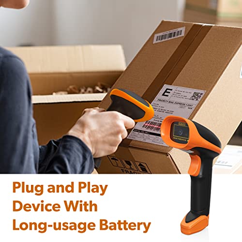 AMBIR BR200 Wireless/USB Barcode Scanner: Supports-1D,2D,PDF417, & QR barcodes. OS: Win, Mac, Linux, Android-Black/Orange - color: Black