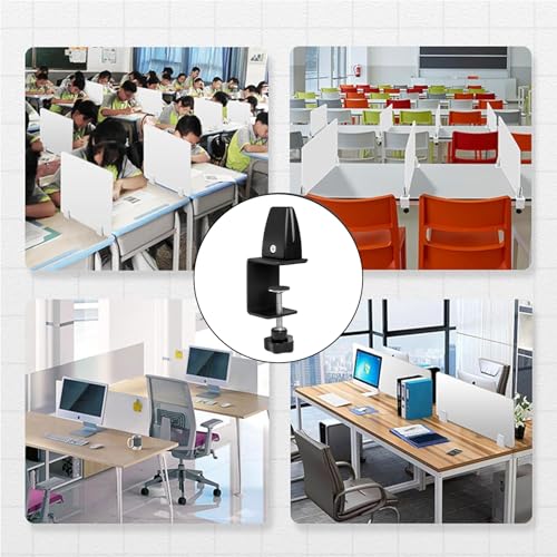 Heavy Duty Sneeze Guard Clamp For 0.1" to 1" Thick Panel,Desk Partition Support Clamps,Adjustable Aluminum Desktop Divider Holder,Easy to Install Desk Privacy Panel Clips, 4 Pack - color: Black
